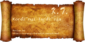 Korényi Terézia névjegykártya